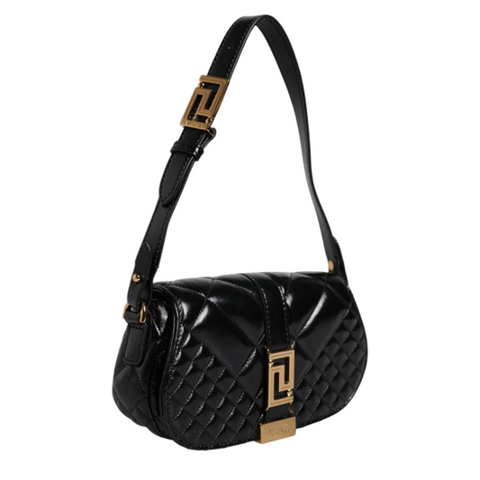 Versace Black Calf Leather Quilted Shoulder Strap Bag $2786.00 Versace Luzworld