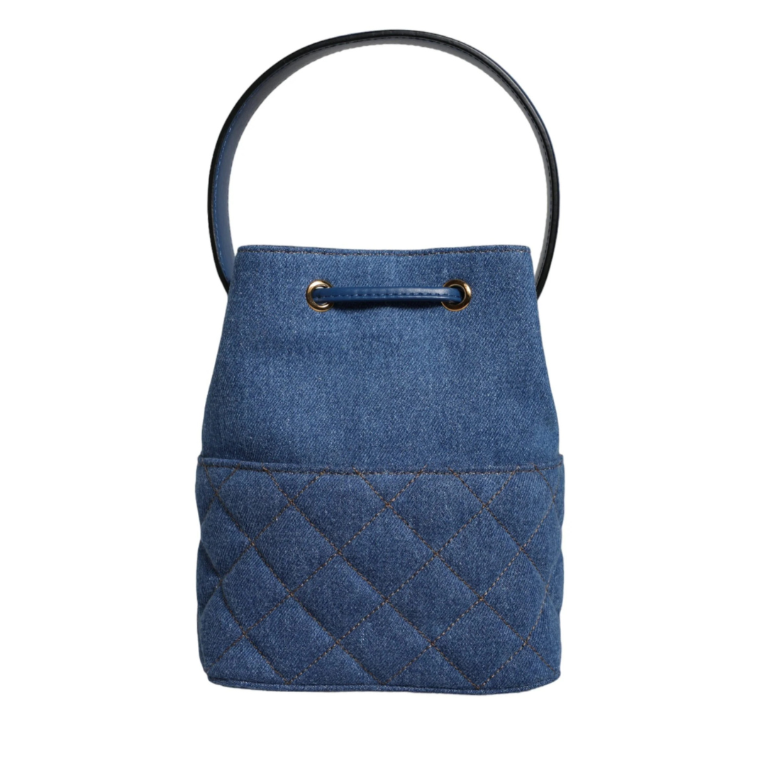Versace Blue Quilted Denim Leather Crossbody Shoulder Bag $2045.00 Versace Luzworld