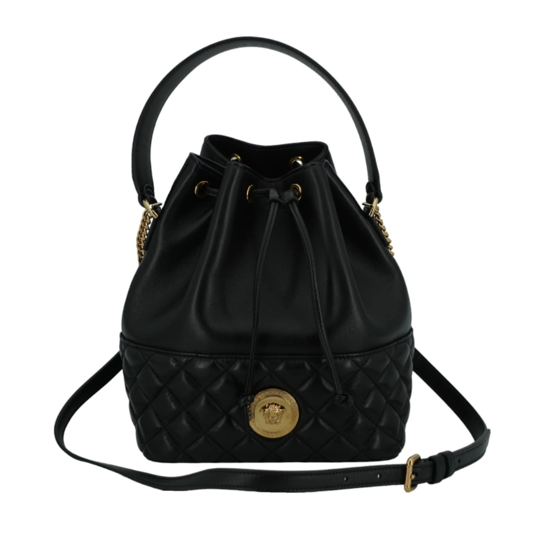 Versace_Elegant_Black_Leather_Medusa_Bucket_Shoulder_Bag