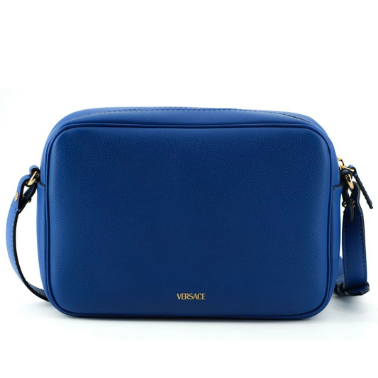 Versace Elegant Blue Calf Leather Camera Case Bag $2622.00 Versace Luzworld