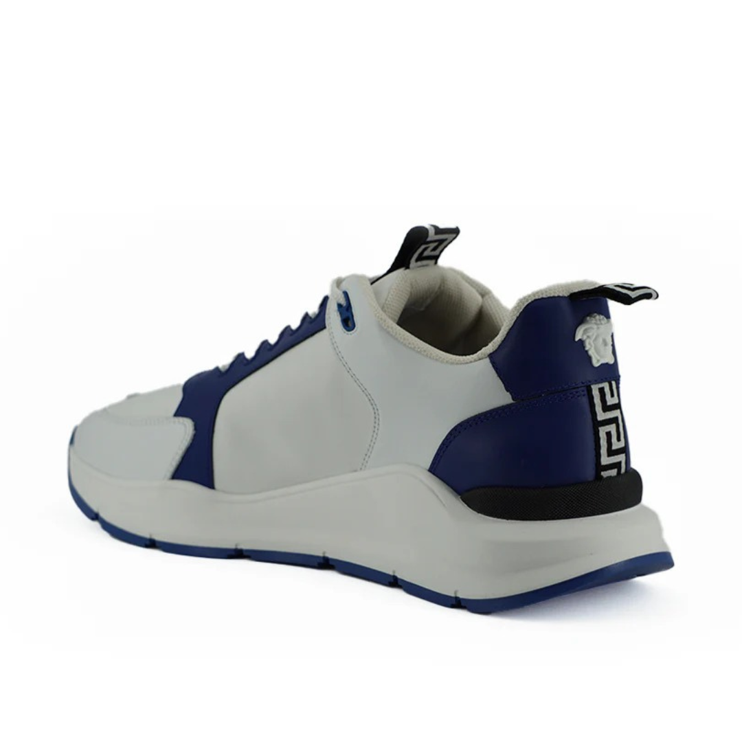 Versace Elegant Blue and White Leather Sneakers $1616.00 Versace Luzworld