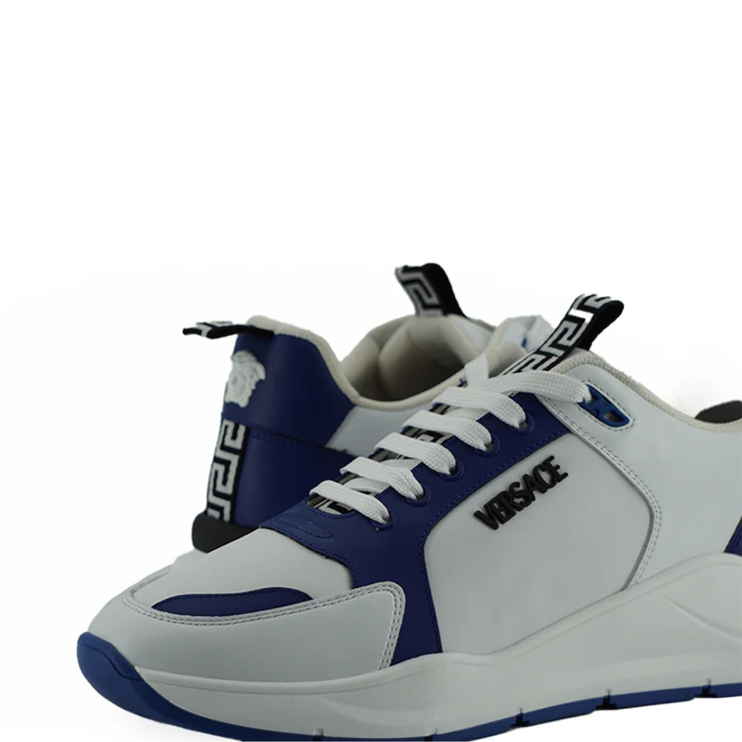 Versace Elegant Blue and White Leather Sneakers $1616.00 Versace Luzworld