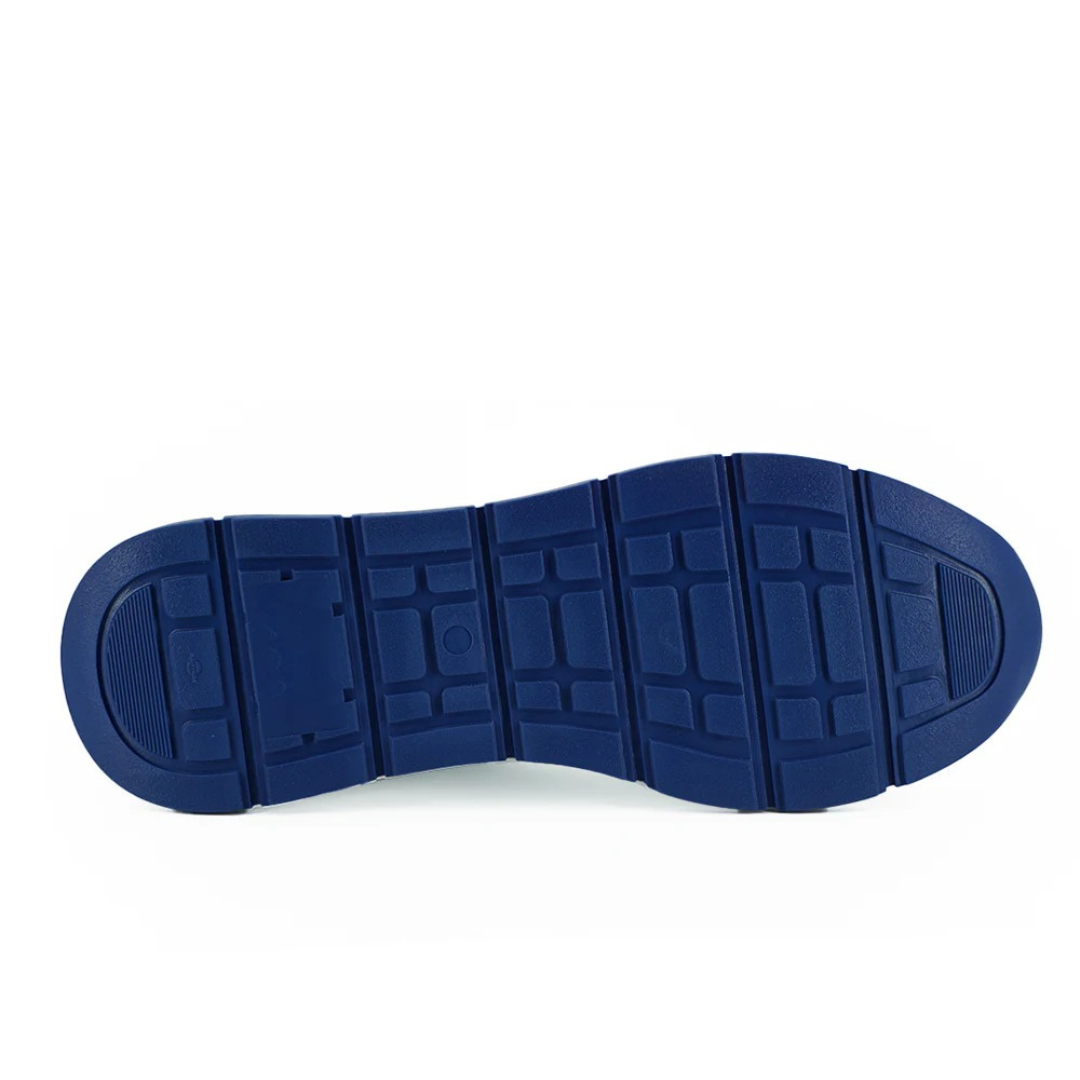 Versace Elegant Blue and White Leather Sneakers $1616.00 Versace Luzworld