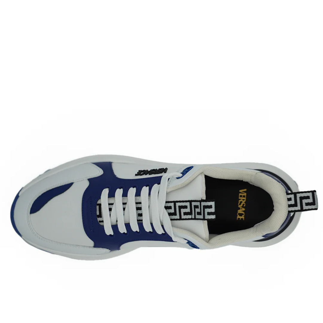 Versace Elegant Blue and White Leather Sneakers $1616.00 Versace Luzworld