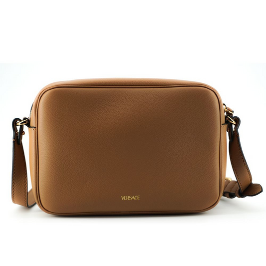 Versace Elegant Brown Leather Camera Case Shoulder Bag $2622.00 Versace Luzworld