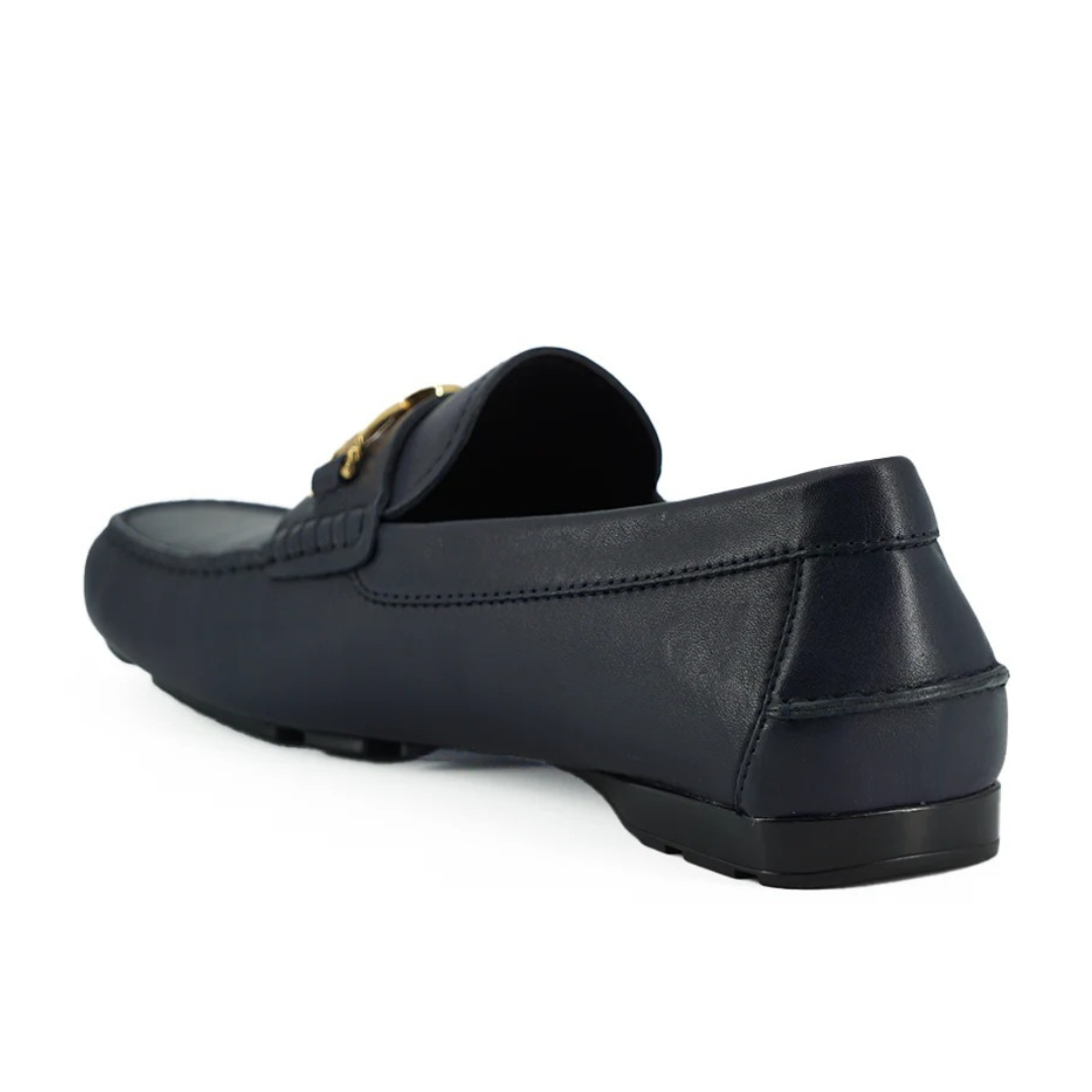 Versace Elegant Navy Blue Calf Leather Loafers $942.00 Versace Luzworld