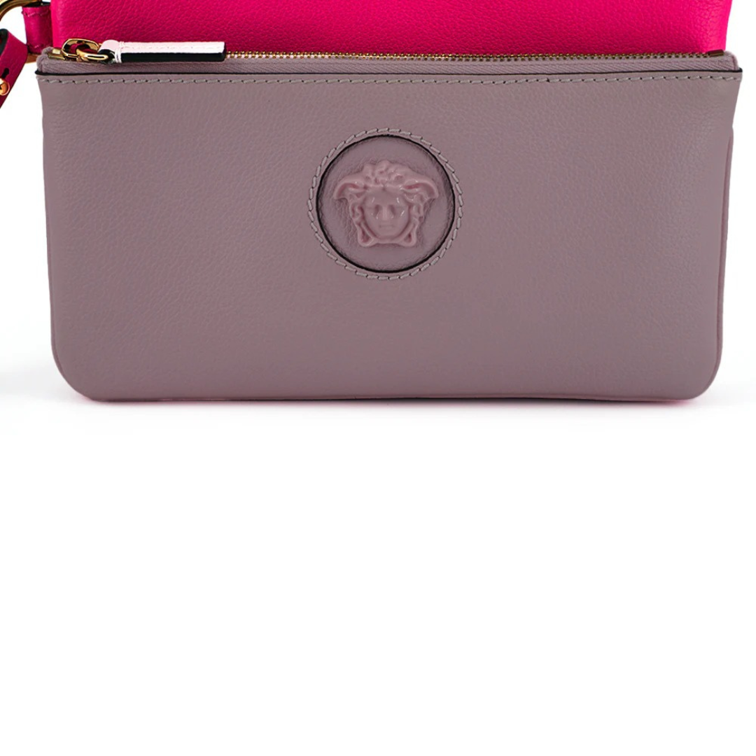 Versace Elegant Pink Leather Pouch Clutch $1676.00 Versace Luzworld