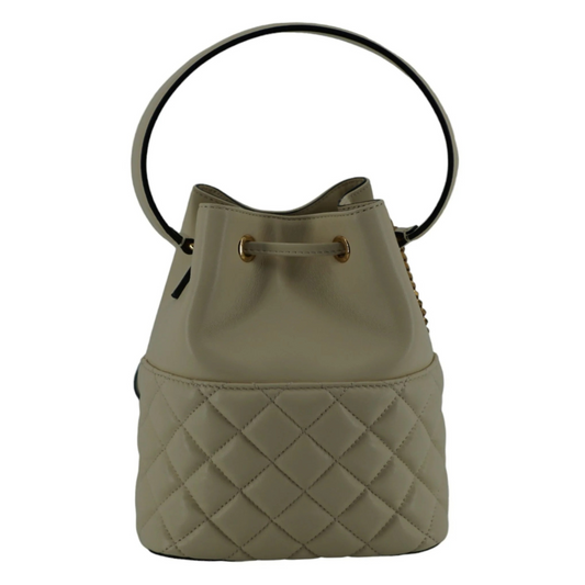 Versace Elegant Small White Leather Bucket Shoulder Bag $2217.00 Versace Luzworld