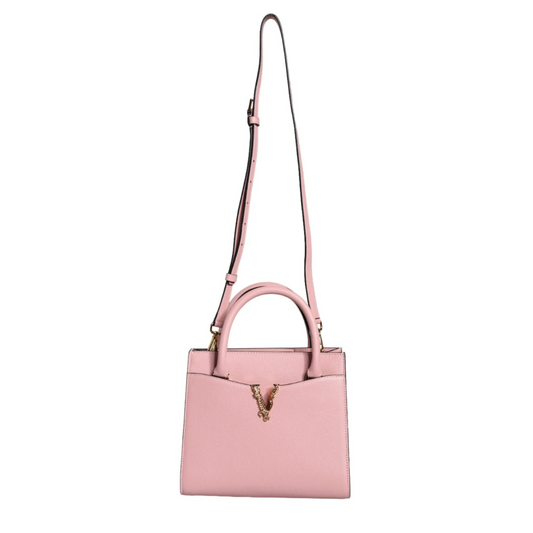 Versace Pink Small Top Handle Grainy Calf Leather Crossbody Bag $2692.00 Versace Luzworld