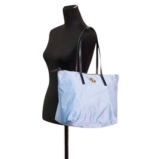 Versace Portuna Medusa Medium Cornflower Blue Nylon Leather Tote Bag Purse $2924.00 Versace Luzworld