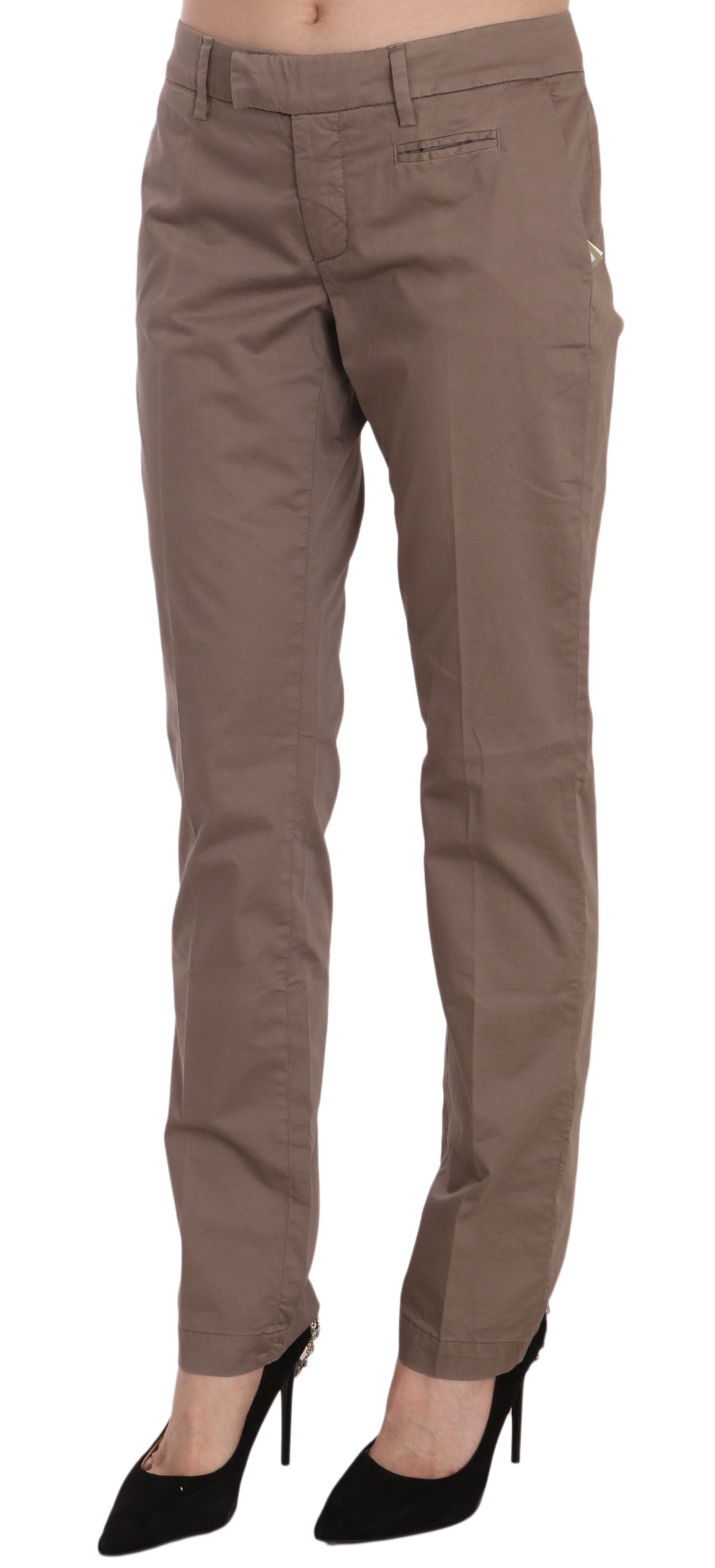 Dondup Brown Low Waist Straight Cut Trouser Pant $625.00 Dondup Luzworld