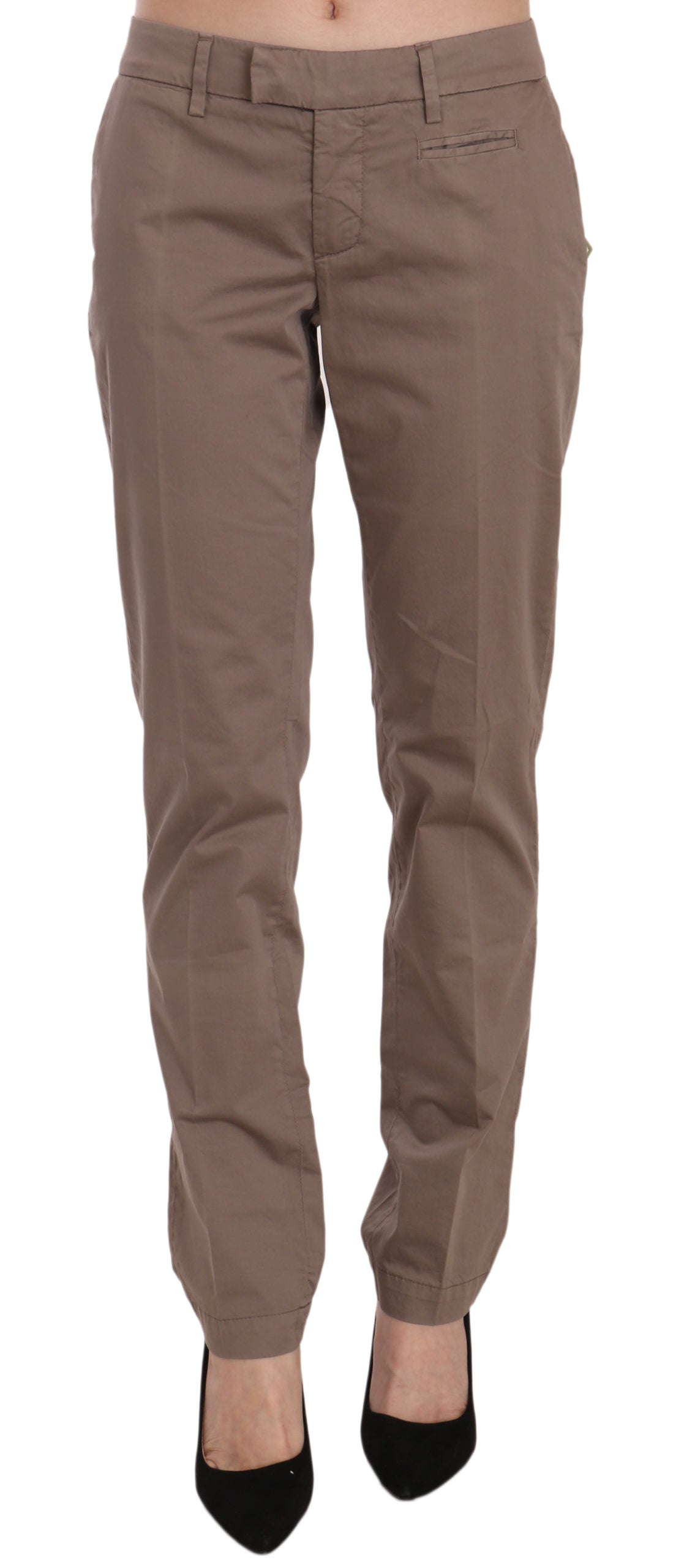 Dondup Brown Low Waist Straight Cut Trouser Pant $625.00 Dondup Luzworld