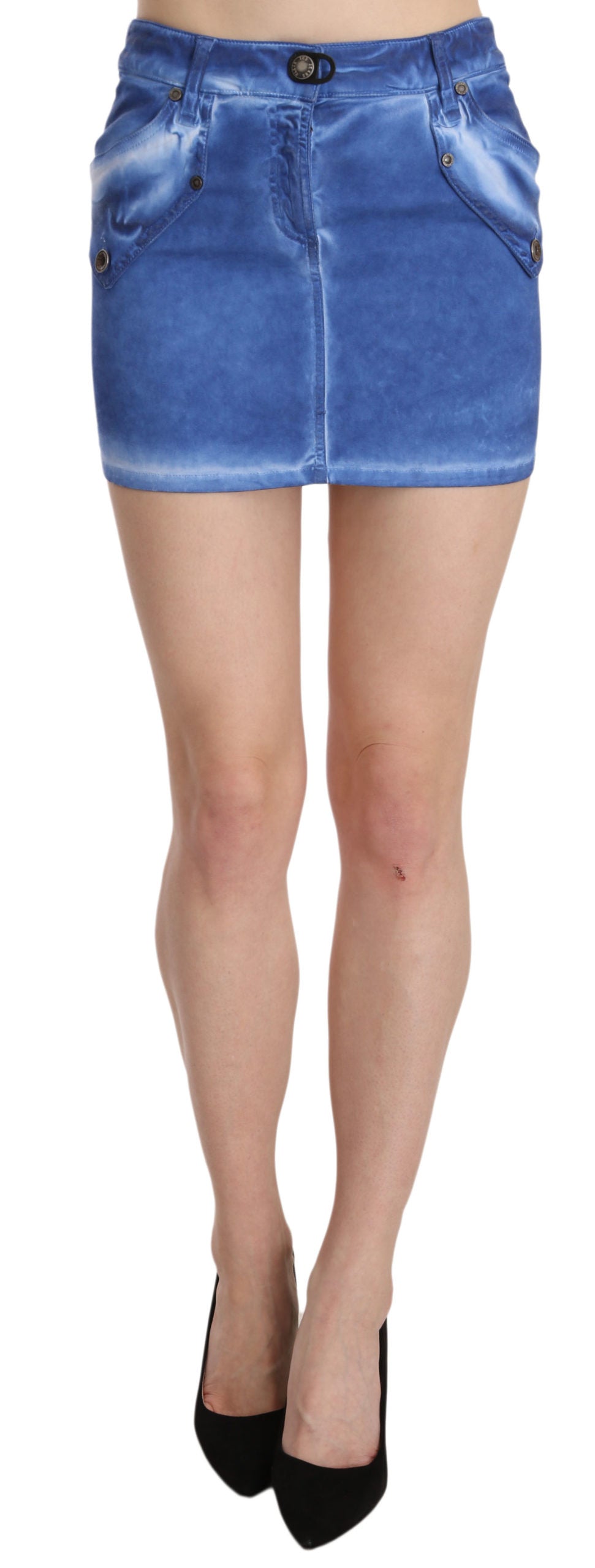 PLEIN SUD Blue Cotton Stretch Casual Mini Skirt $520.00 PLEIN SUD Luzworld