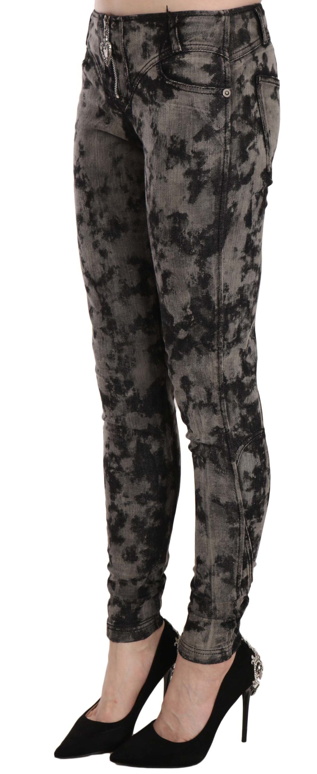 Just Cavalli Black Gray Faded Low Waist Skinny Denim Trousers Jeans $573.00 Just Cavalli Luzworld