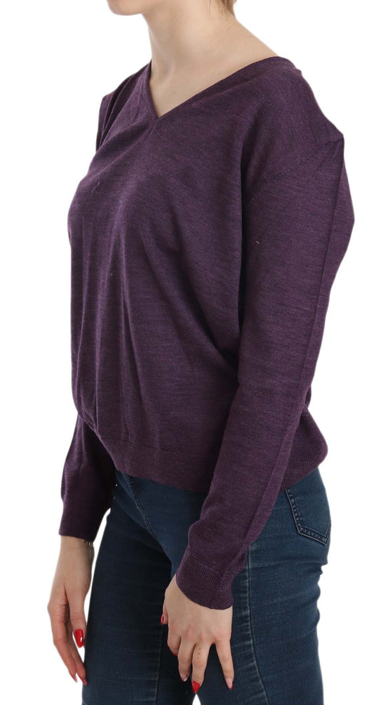 BYBLOS Purple V-neck Long Sleeve Pullover Top $254.00 BYBLOS Luzworld