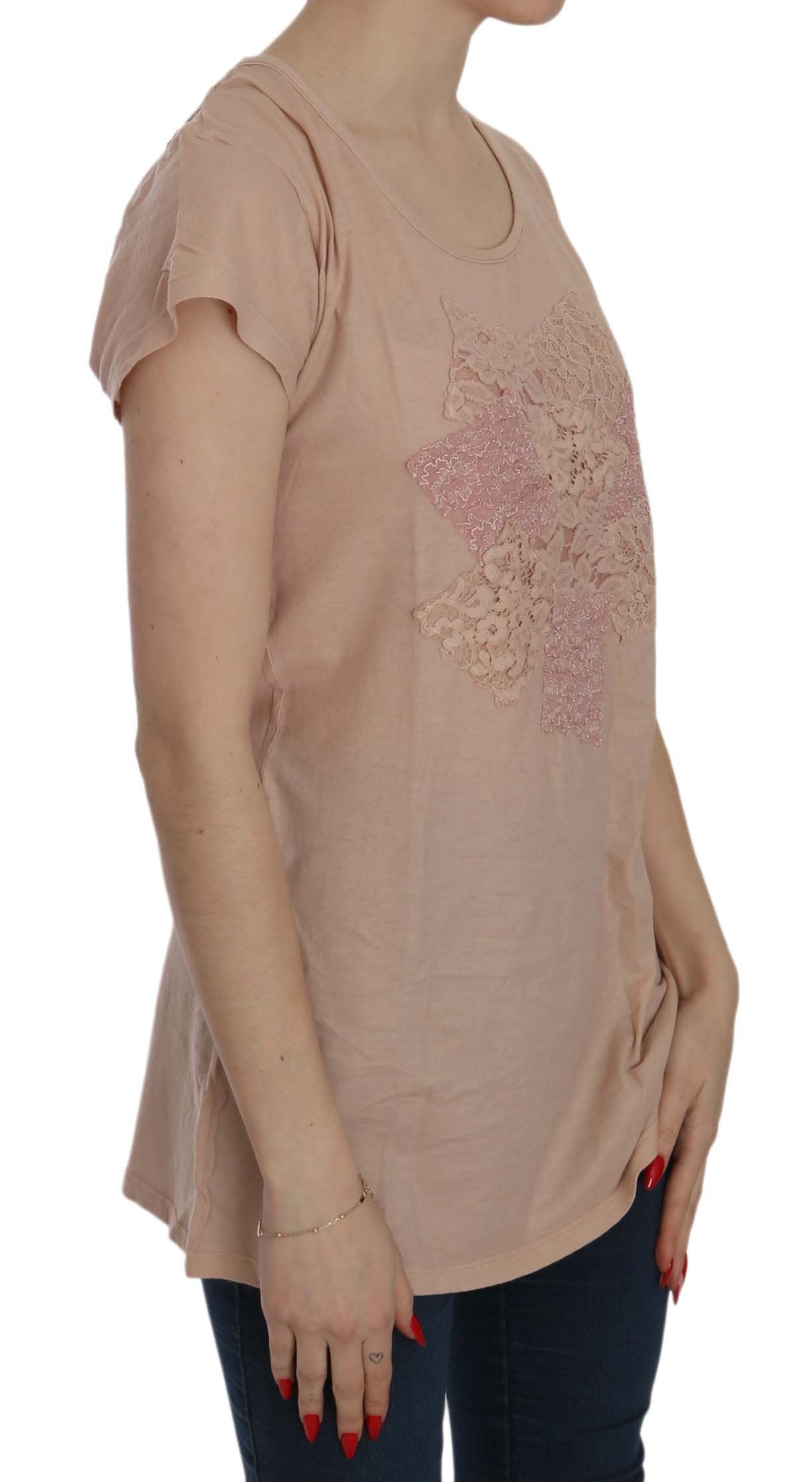PINK MEMORIES Pink Cream Lace Short Sleeve Shirt Top Cotton Blouse $254.00 PINK MEMORIES Luzworld