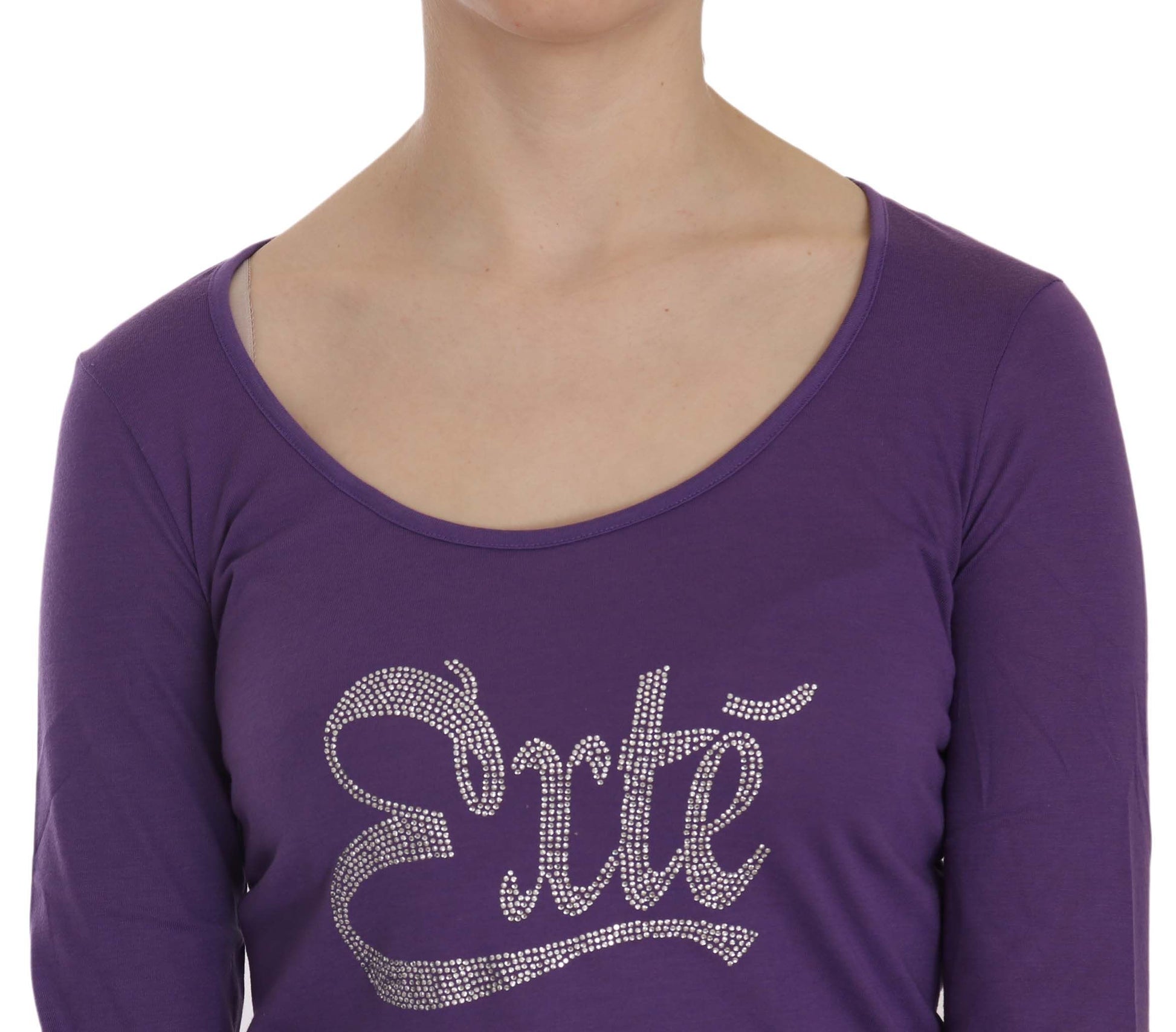 Exte Purple Crystal Embellished Long Sleeve Casual Top $244.00 Exte Luzworld