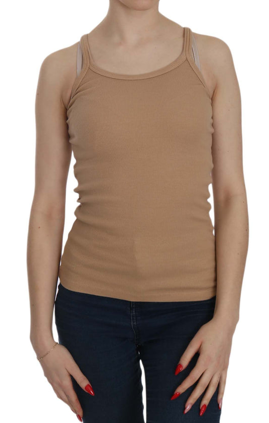 PINK MEMORIES Beige Sleeveless Spaghetti Strap Tank Blouse $254.00 PINK MEMORIES Luzworld