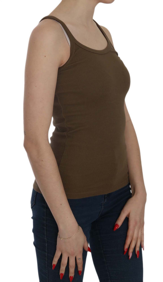 PINK MEMORIES Brown Sleeveless Spaghetti Strap Blouse Top $254.00 PINK MEMORIES Luzworld