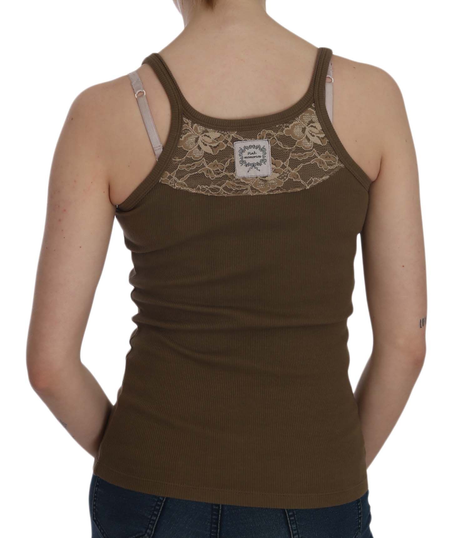 PINK MEMORIES Brown Sleeveless Spaghetti Strap Blouse Top $254.00 PINK MEMORIES Luzworld
