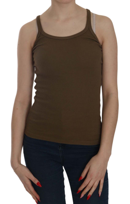 PINK MEMORIES Brown Sleeveless Spaghetti Strap Blouse Top $254.00 PINK MEMORIES Luzworld