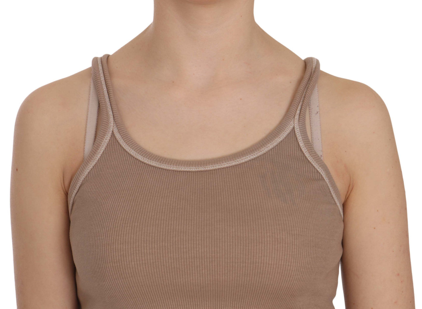 PINK MEMORIES Brown Sleeveless Spaghetti Strap Tank Blouse $254.00 PINK MEMORIES Luzworld