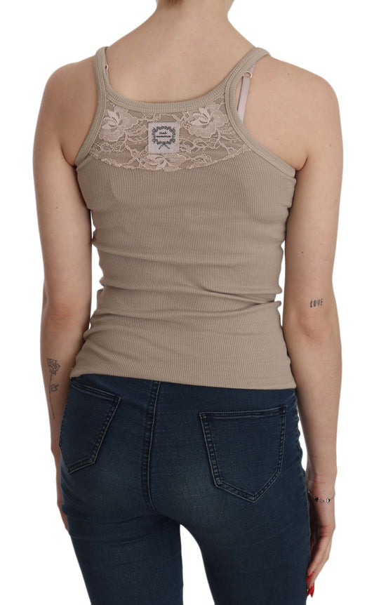PINK MEMORIES Brown Sleeveless Spaghetti Strap Top Blouse $244.00 PINK MEMORIES Luzworld