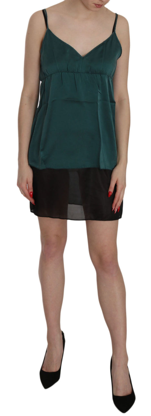 PINK MEMORIES Silk Green Spaghetti Strap Shift Mini Dress $548.00 PINK MEMORIES Luzworld