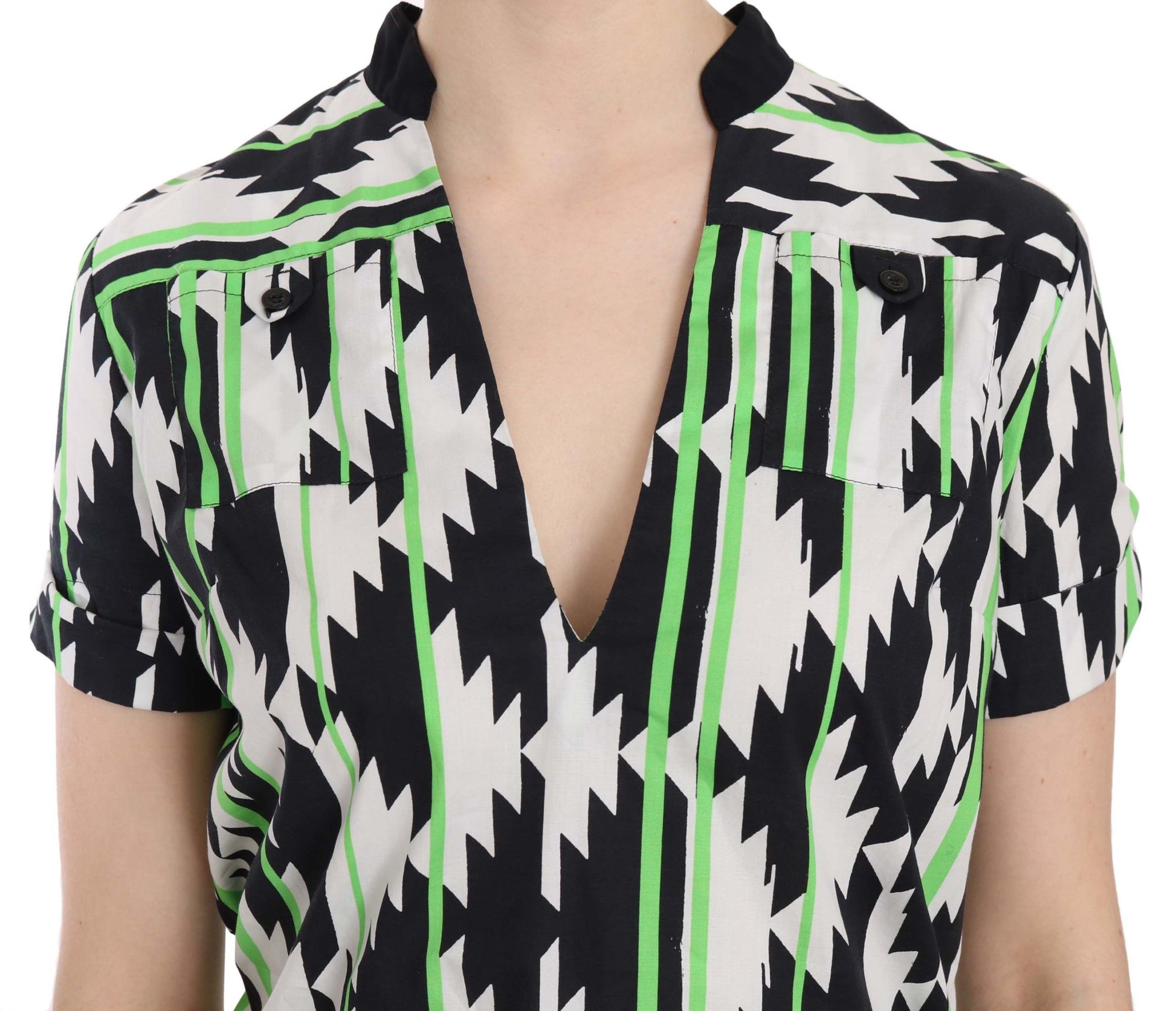Costume National Multi Color Plunging Top Blouse $246.00 Costume National Luzworld