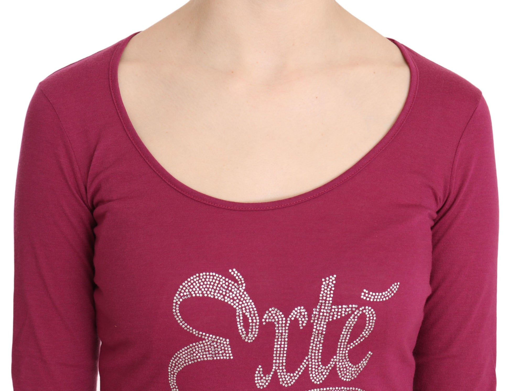 Pink Exte Crystal Embellished Long Sleeve Top $548.00 Exte Luzworld