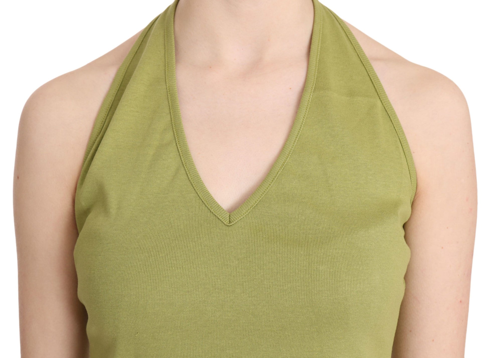 GF Ferre Green Halter Cotton Sleeveless Casual Tank Top Blouse $246.00 GF Ferre Luzworld
