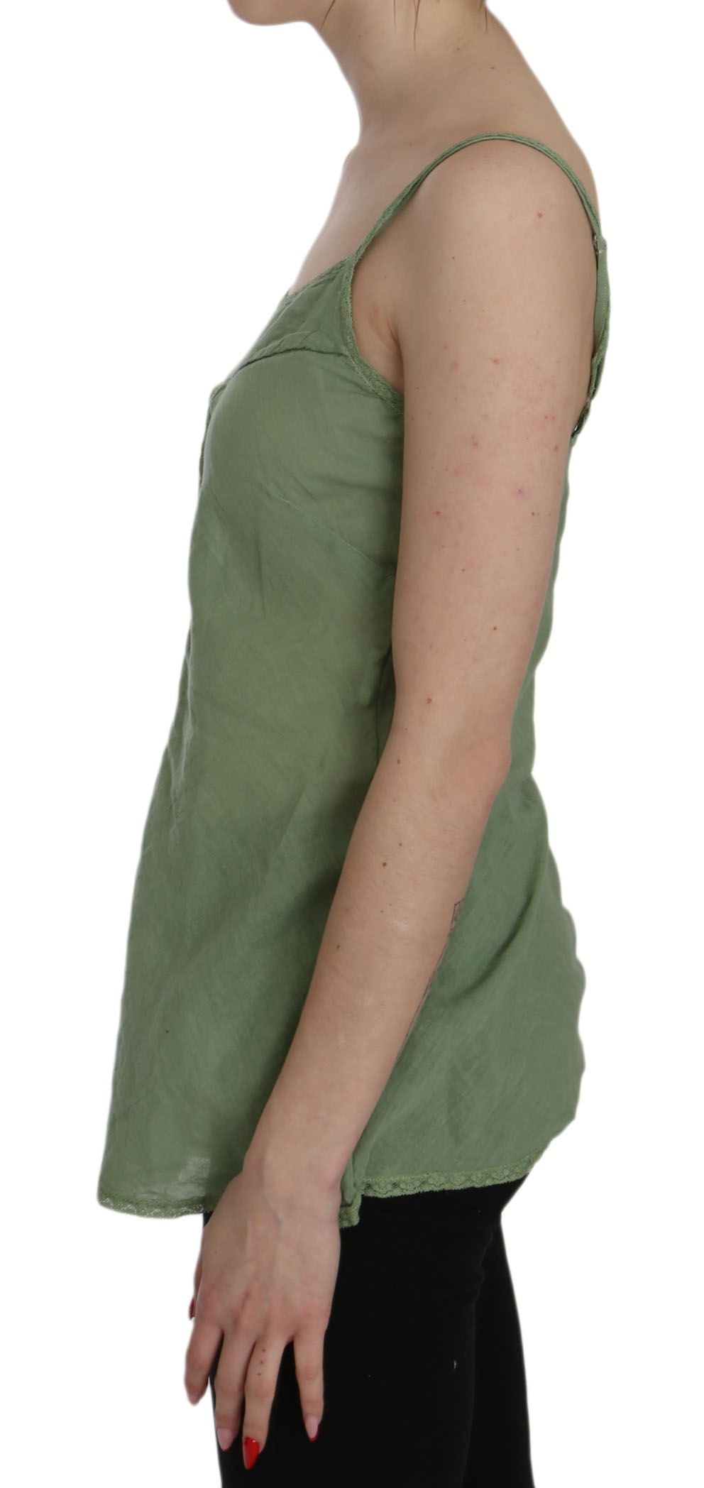 PINK MEMORIES Green Silk Spaghetti Strap Tank Top Blouse $246.00 PINK MEMORIES Luzworld
