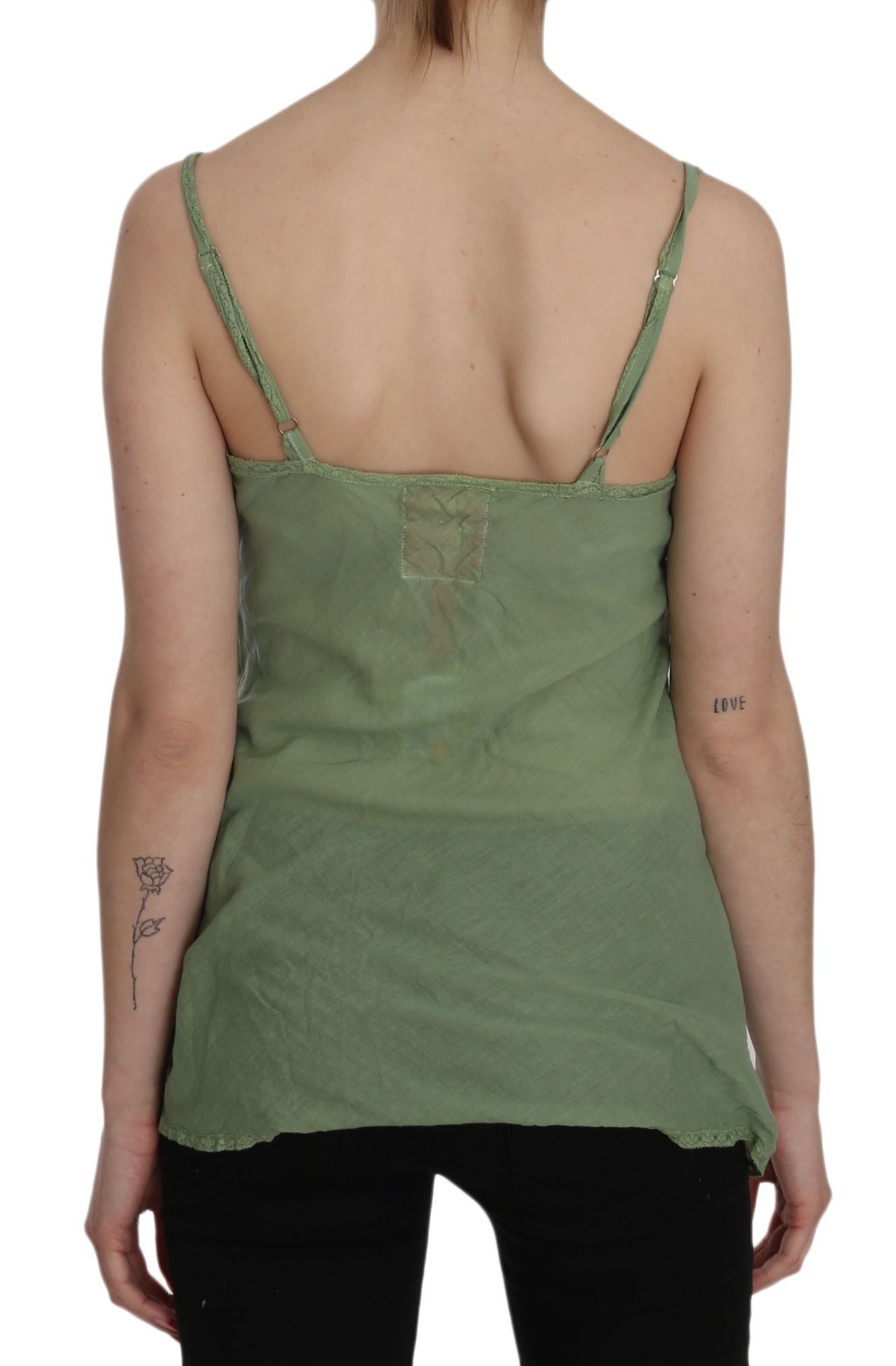 PINK MEMORIES Green Silk Spaghetti Strap Tank Top Blouse $246.00 PINK MEMORIES Luzworld