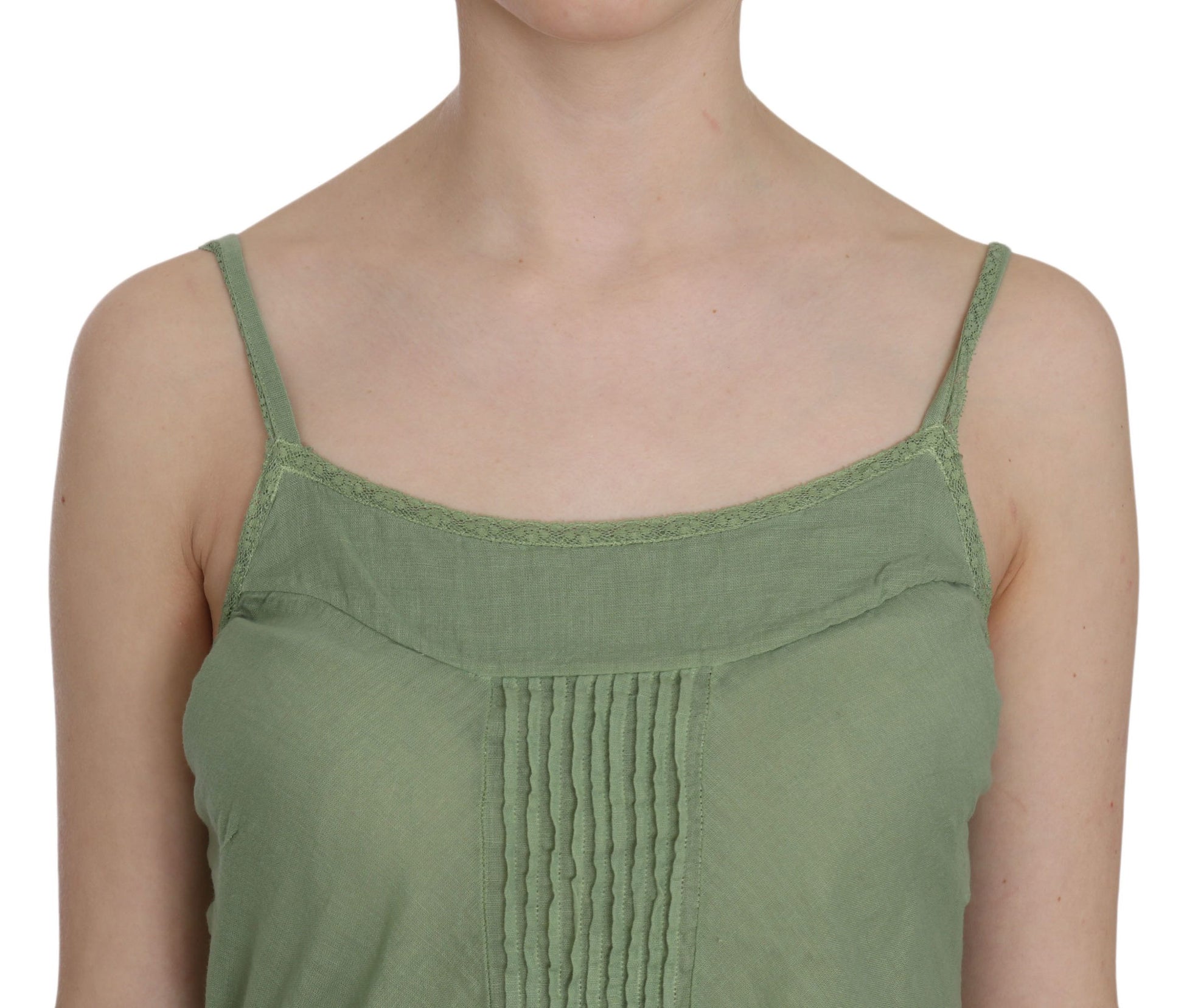 PINK MEMORIES Green Silk Spaghetti Strap Tank Top Blouse $246.00 PINK MEMORIES Luzworld