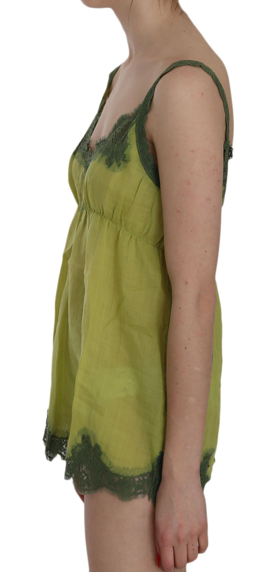 PINK MEMORIES Green Lace Spaghetti Strap Tank Top Blouse $246.00 PINK MEMORIES Luzworld