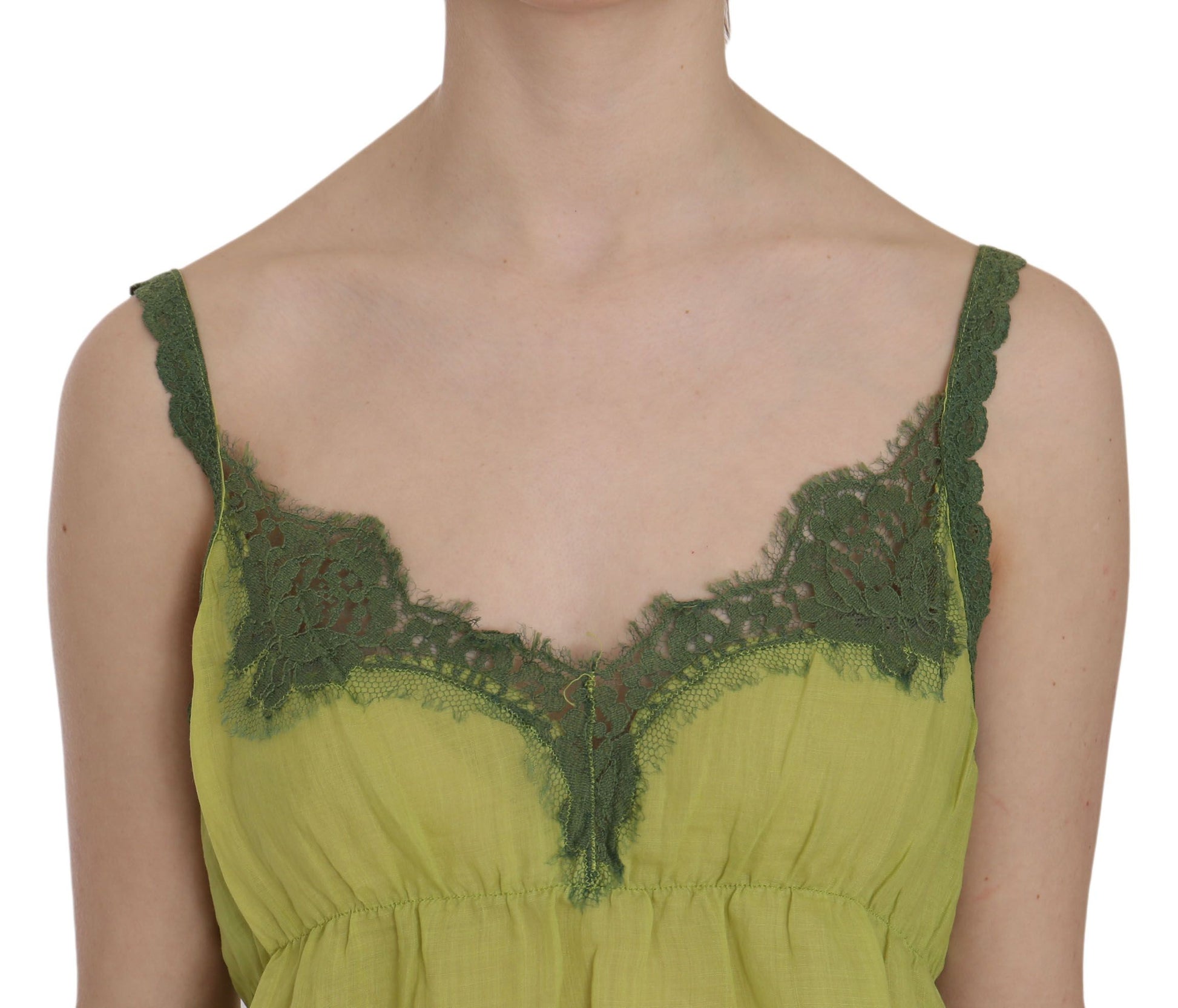 PINK MEMORIES Green Lace Spaghetti Strap Tank Top Blouse $246.00 PINK MEMORIES Luzworld