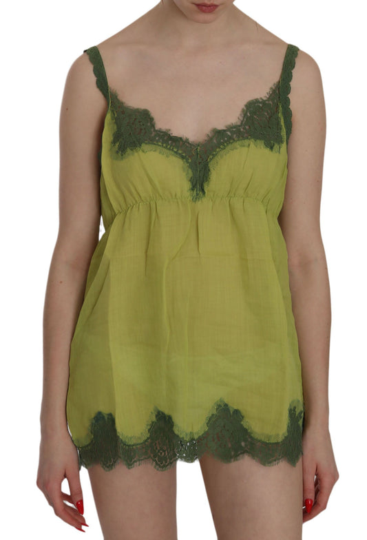 PINK MEMORIES Green Lace Spaghetti Strap Tank Top Blouse $246.00 PINK MEMORIES Luzworld