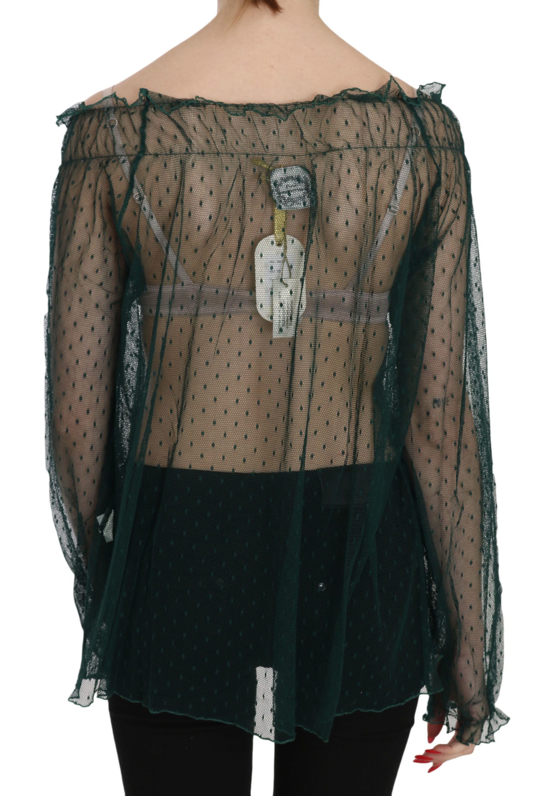 PINK MEMORIES Green Mesh See Through Long Sleeve Top Blouse $246.00 PINK MEMORIES Luzworld