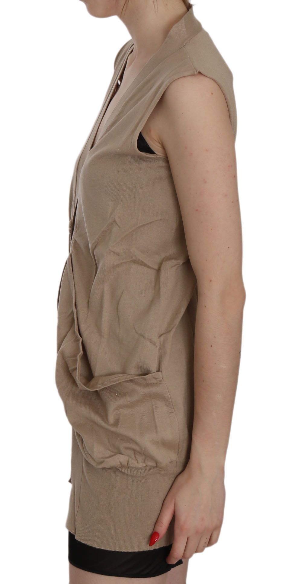 PINK MEMORIES Brown 100% Cotton Sleeveless Cardigan Top Vest $548.00 PINK MEMORIES Luzworld
