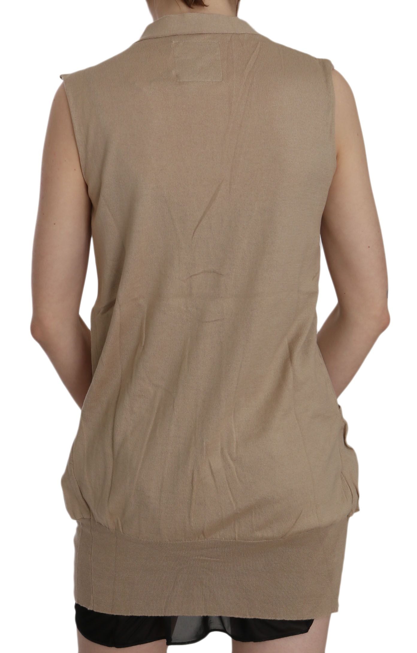 PINK MEMORIES Brown 100% Cotton Sleeveless Cardigan Top Vest $548.00 PINK MEMORIES Luzworld