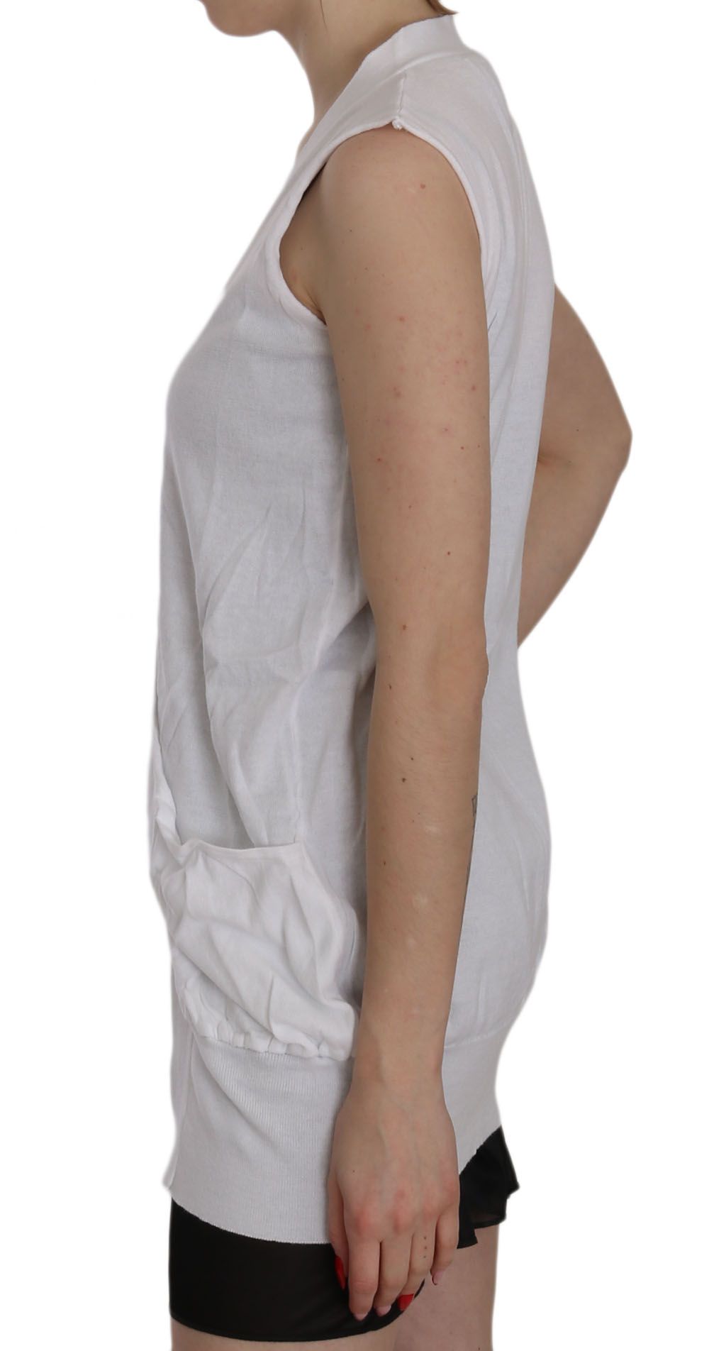 PINK MEMORIES White 100% Cotton Sleeveless Cardigan Top Vest $548.00 PINK MEMORIES Luzworld