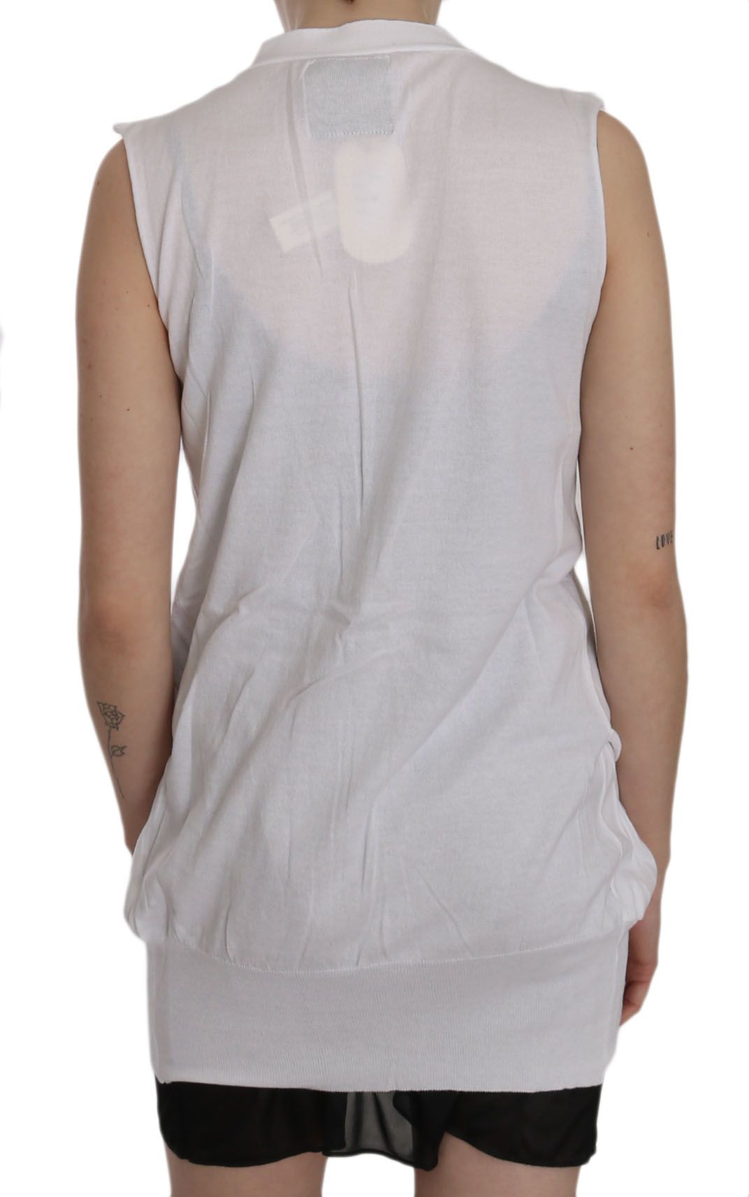 PINK MEMORIES White 100% Cotton Sleeveless Cardigan Top Vest $548.00 PINK MEMORIES Luzworld