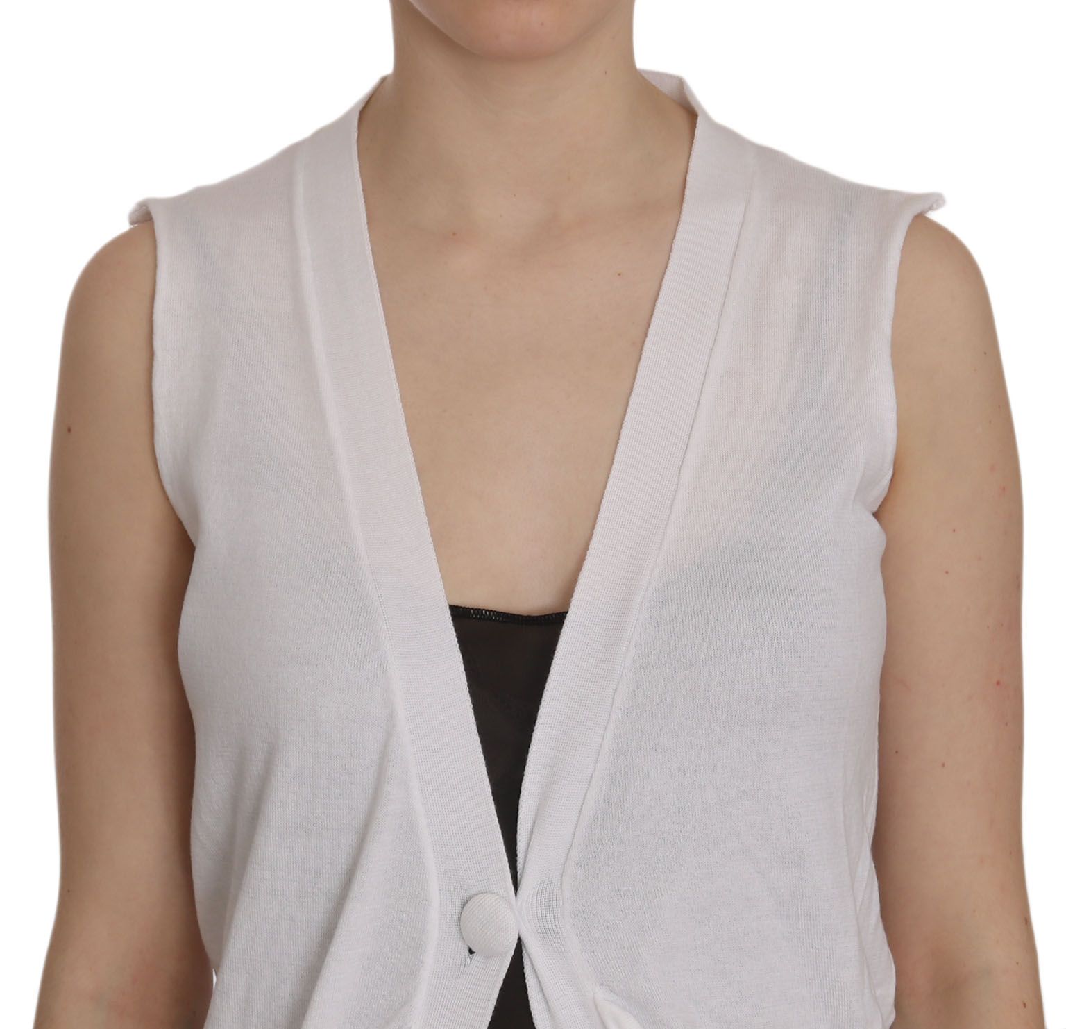 PINK MEMORIES White 100% Cotton Sleeveless Cardigan Top Vest $548.00 PINK MEMORIES Luzworld