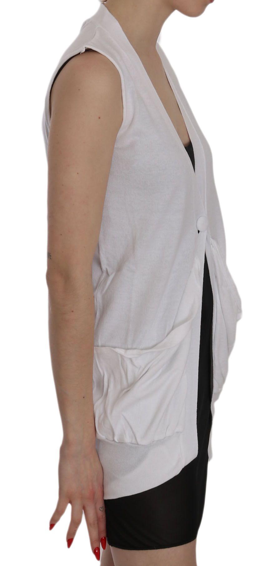 PINK MEMORIES White 100% Cotton Sleeveless Cardigan Top Vest $548.00 PINK MEMORIES Luzworld