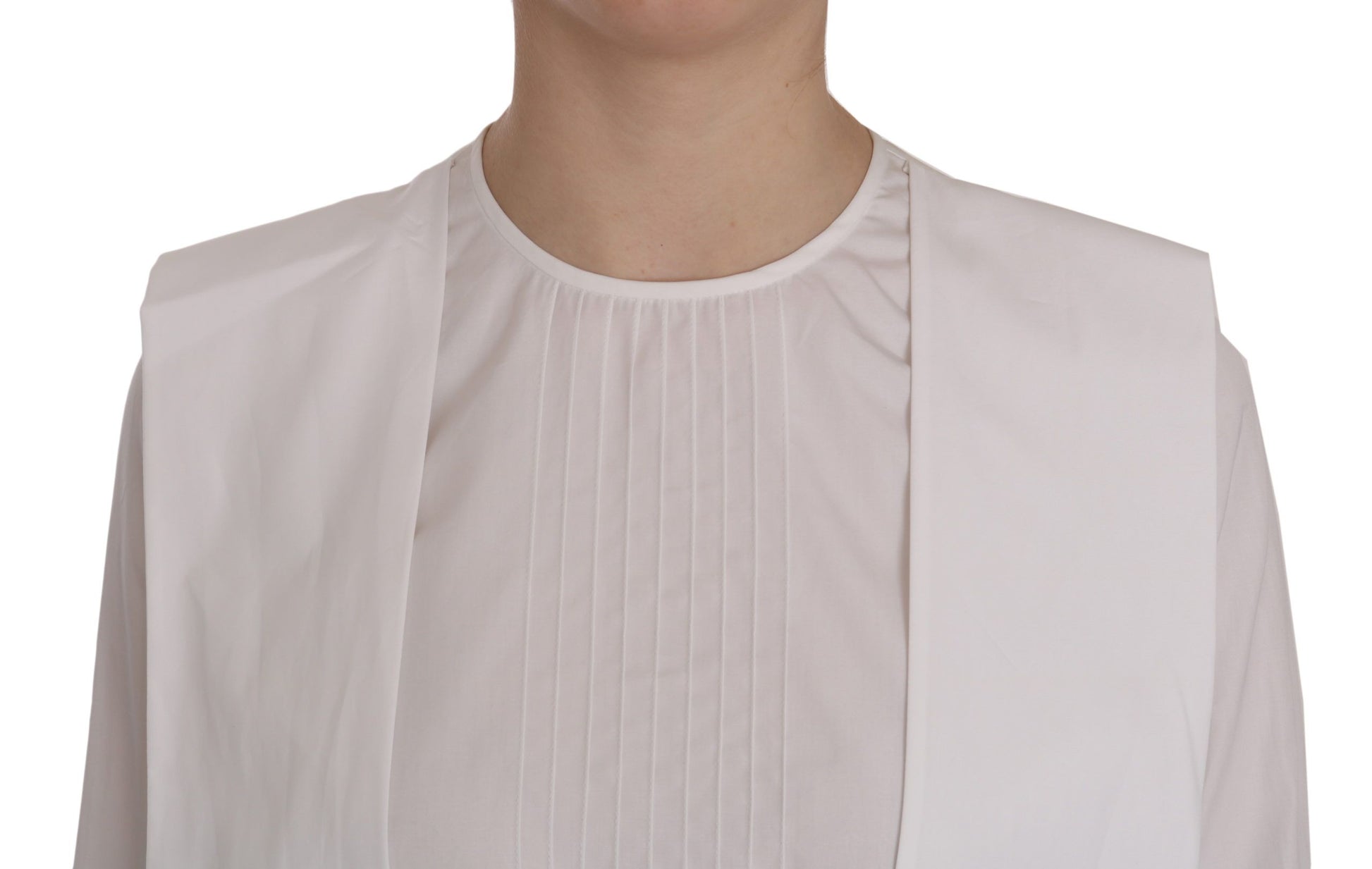 Dsquared² White Crew Neck Long Sleeve Cotton Blouse $548.00 Dsquared² Luzworld