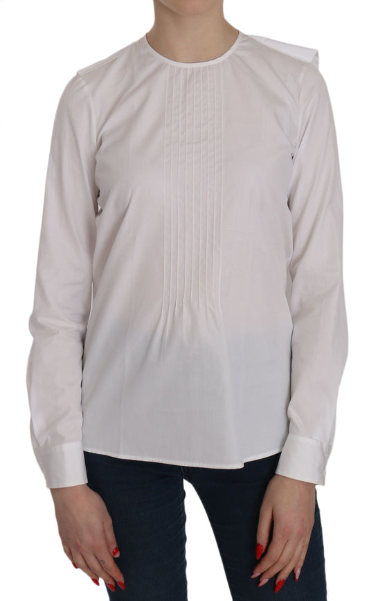 Dsquared² White Crew Neck Long Sleeve Cotton Blouse $548.00 Dsquared² Luzworld