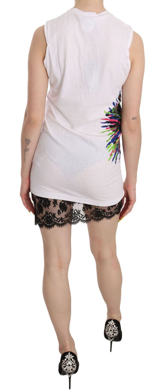 Dsquared² White Printed Crew Neck Sleeveless Bodycon Mini Dress $601.00 Dsquared² Luzworld