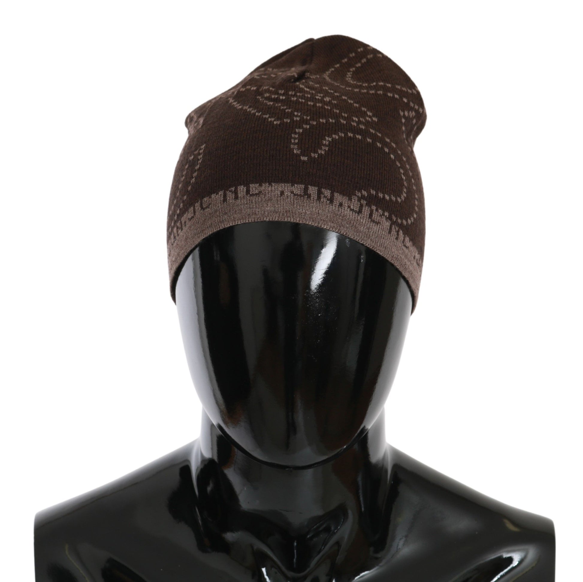 Costume National Beanie Brown Wool Blend Branded Hat $194.00 Costume National Luzworld