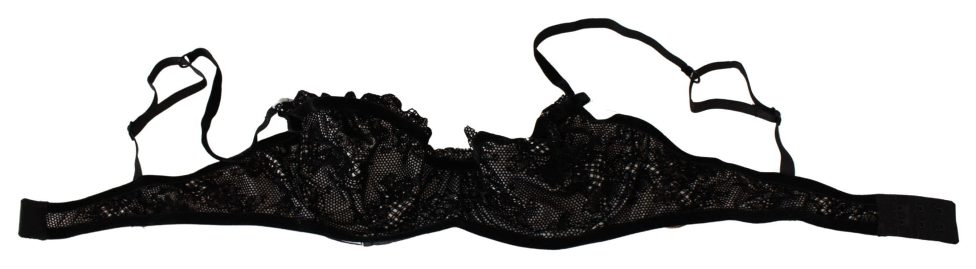 Ermanno Scervino Black Mesh Balconcino Bra Nylon Underwear $205.00 Ermanno Scervino Luzworld