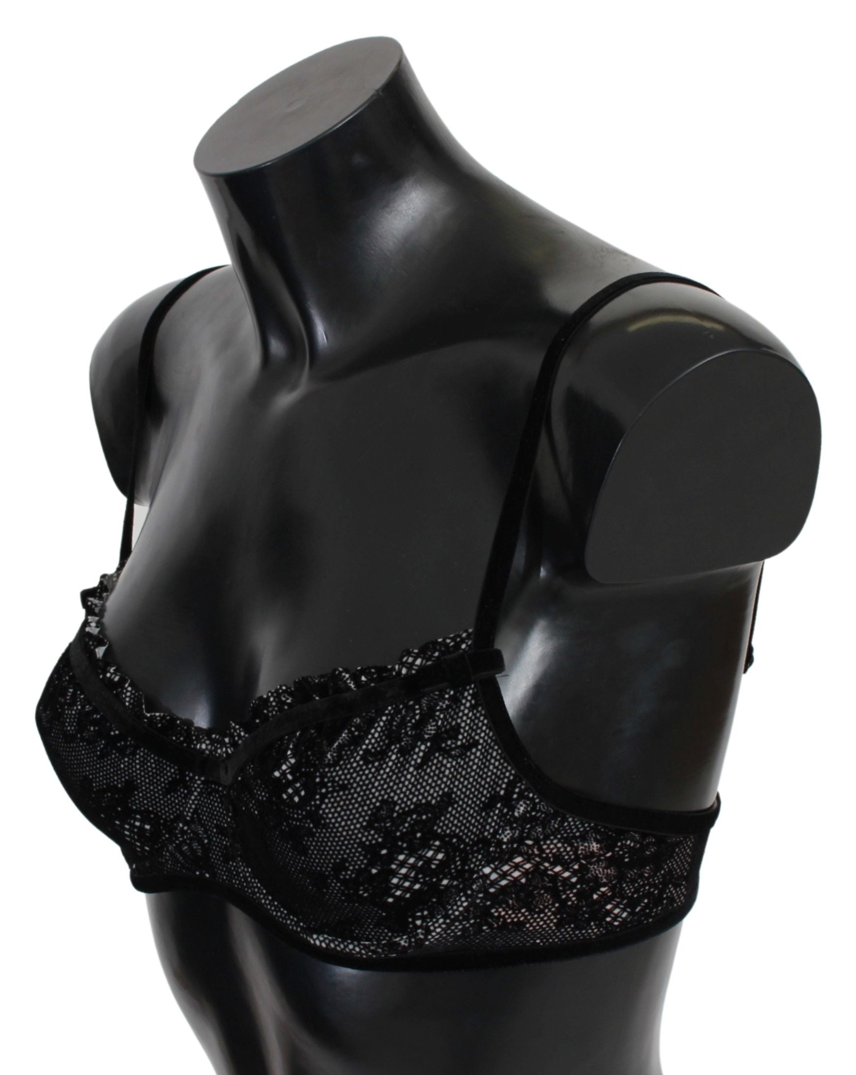 Ermanno Scervino Black Mesh Balconcino Bra Nylon Underwear $205.00 Ermanno Scervino Luzworld